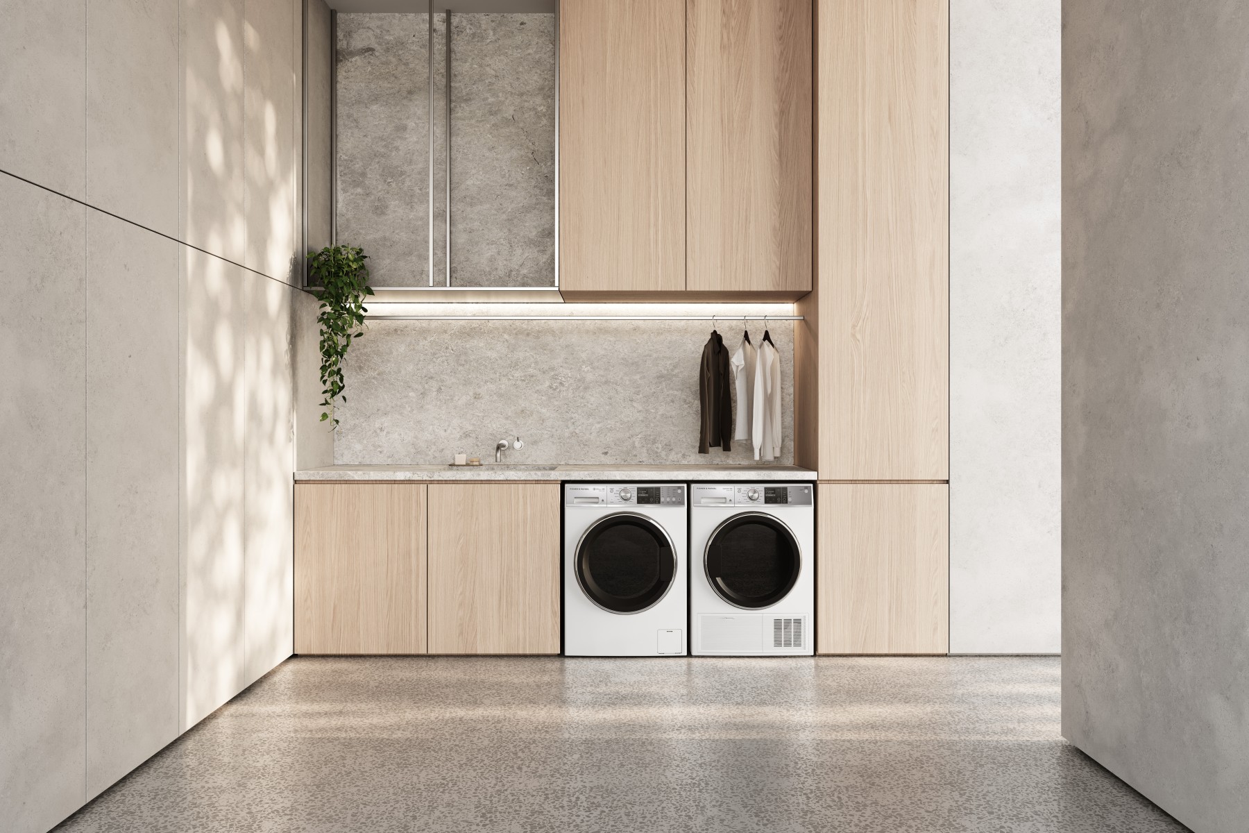 f&p-glo-laundry-render-sidebyside-light-wh1160f2-dh9060fs1.jpg | 100% Home